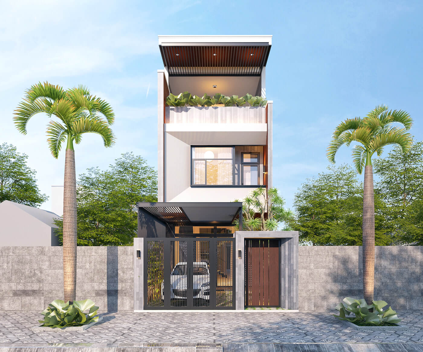 Thiết kế nhà 5m đối xứng 