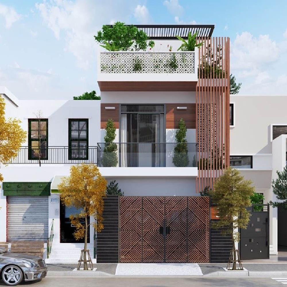 Thiết kế nhà 5m sân thượng rộng 