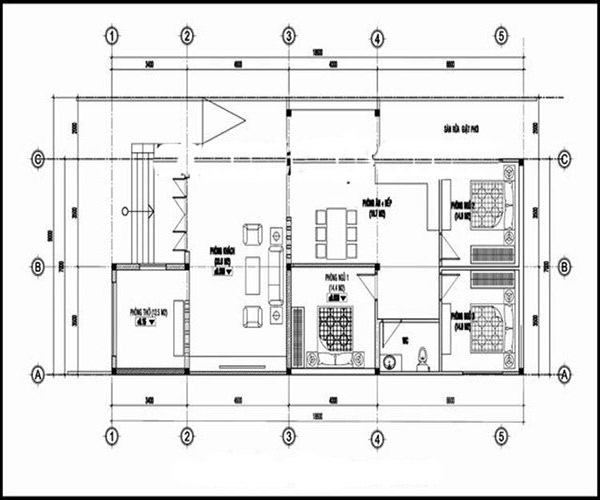 Bản vẽ thiết kế nhà cấp 4 diện tích 7x15m